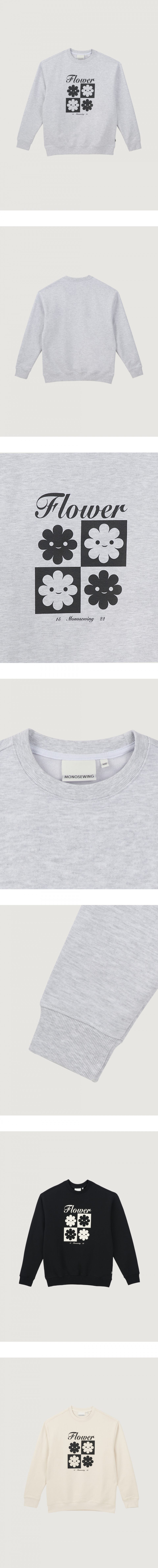 모노소잉(MONOSEWING) 체커보드 스웨트 셔츠 (멜란지 그레이)