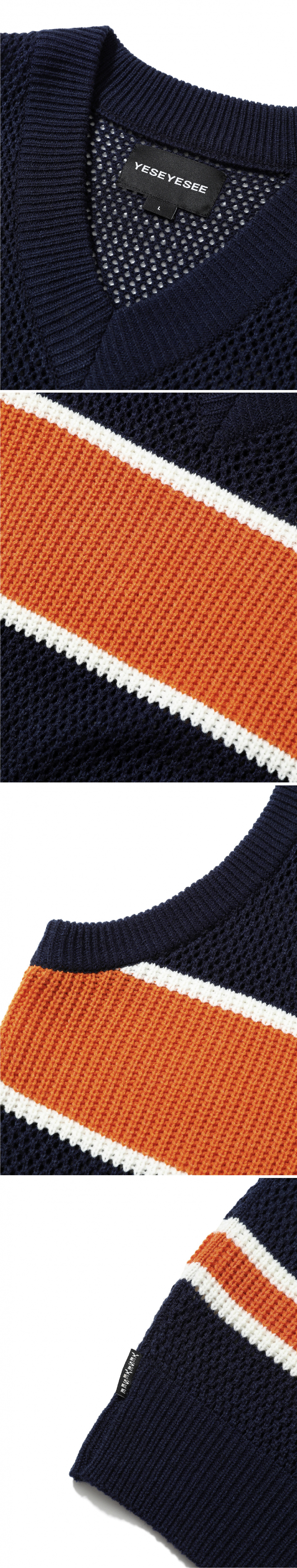 Stripe Knit Vest Navy 상세 이미지 2