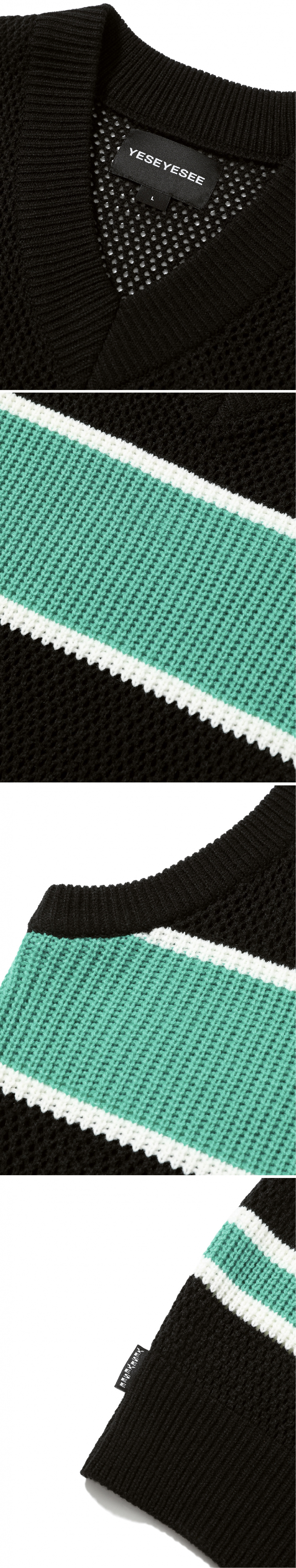 Stripe Knit Vest Black 상세 이미지 2