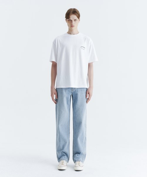 unisex semi wide denim pants light blue