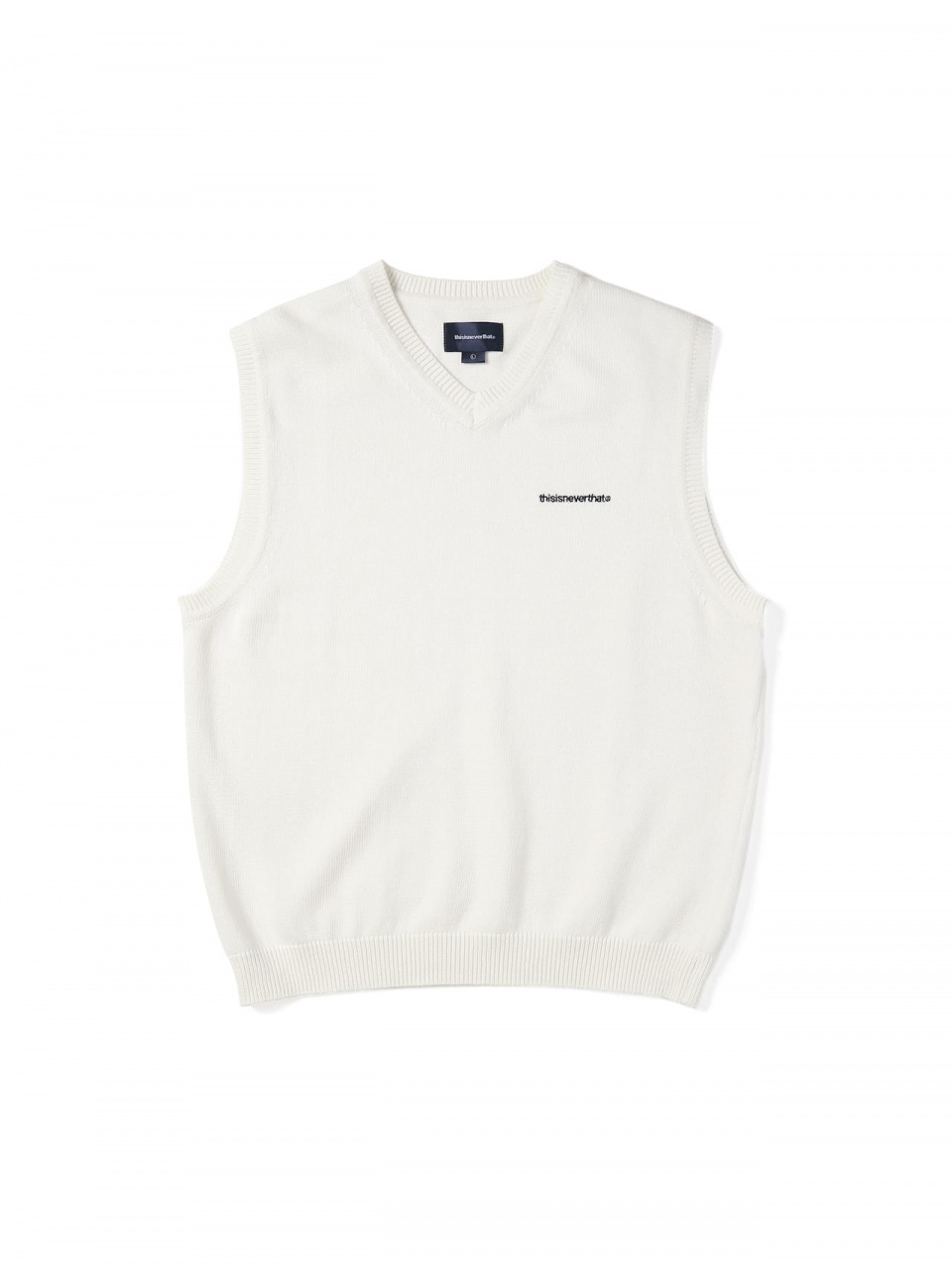【THISISNEVERTHAT】Script Logo Knit Vest Ivory Script Logo Knit Vest - thisisneverthat®