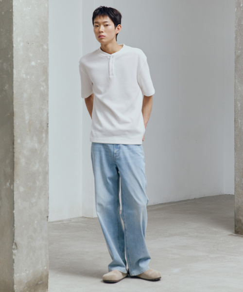 [Cool]10oz wide light blue denim pants
