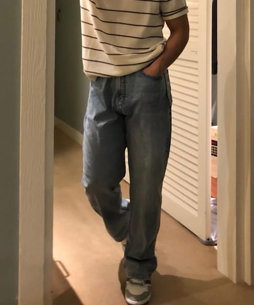 [Cool]10oz wide light blue denim pants