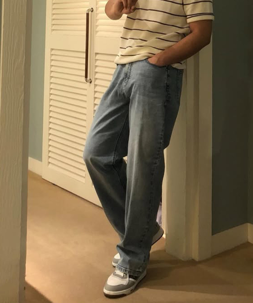 [Cool]10oz wide light blue denim pants