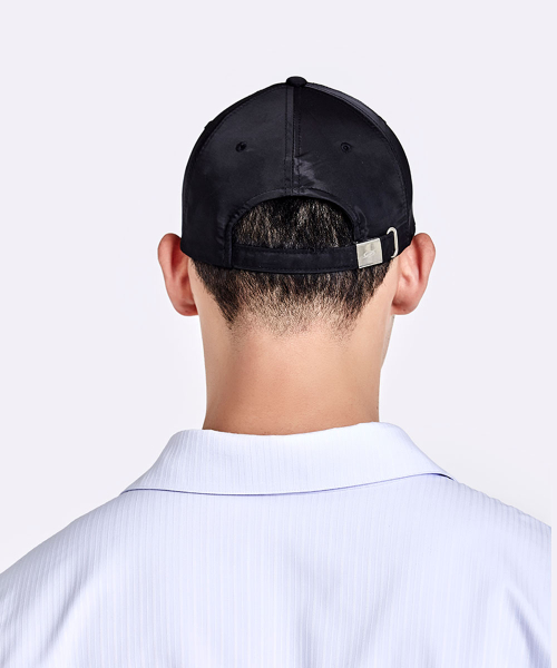 SHINY LOGO EMBROIDERY CAP - BLACK