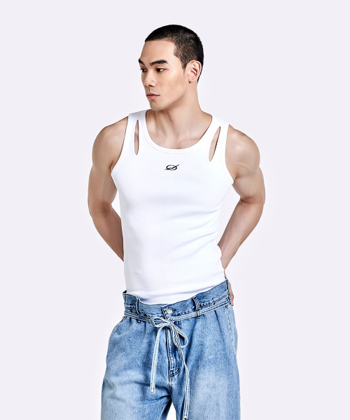 Devils laugh sleeveless - White