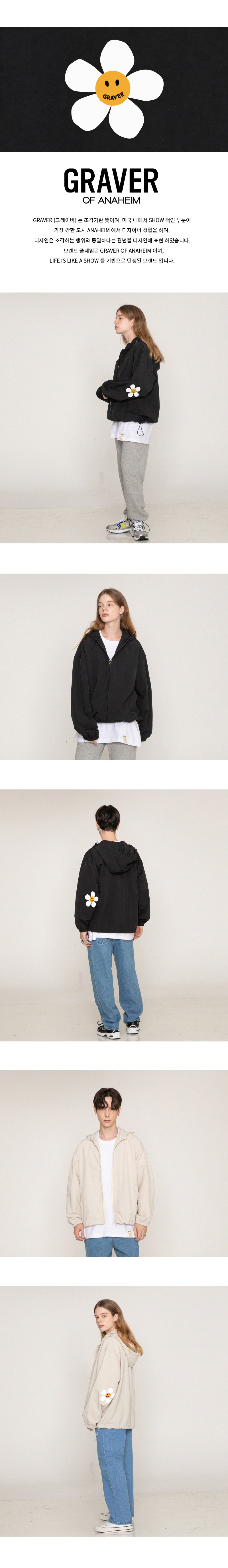 【GRAVER】22SS★ Elbow Flower Dot White Clip Windbreaker Designer fashion, Seoul-fully created | W Concept