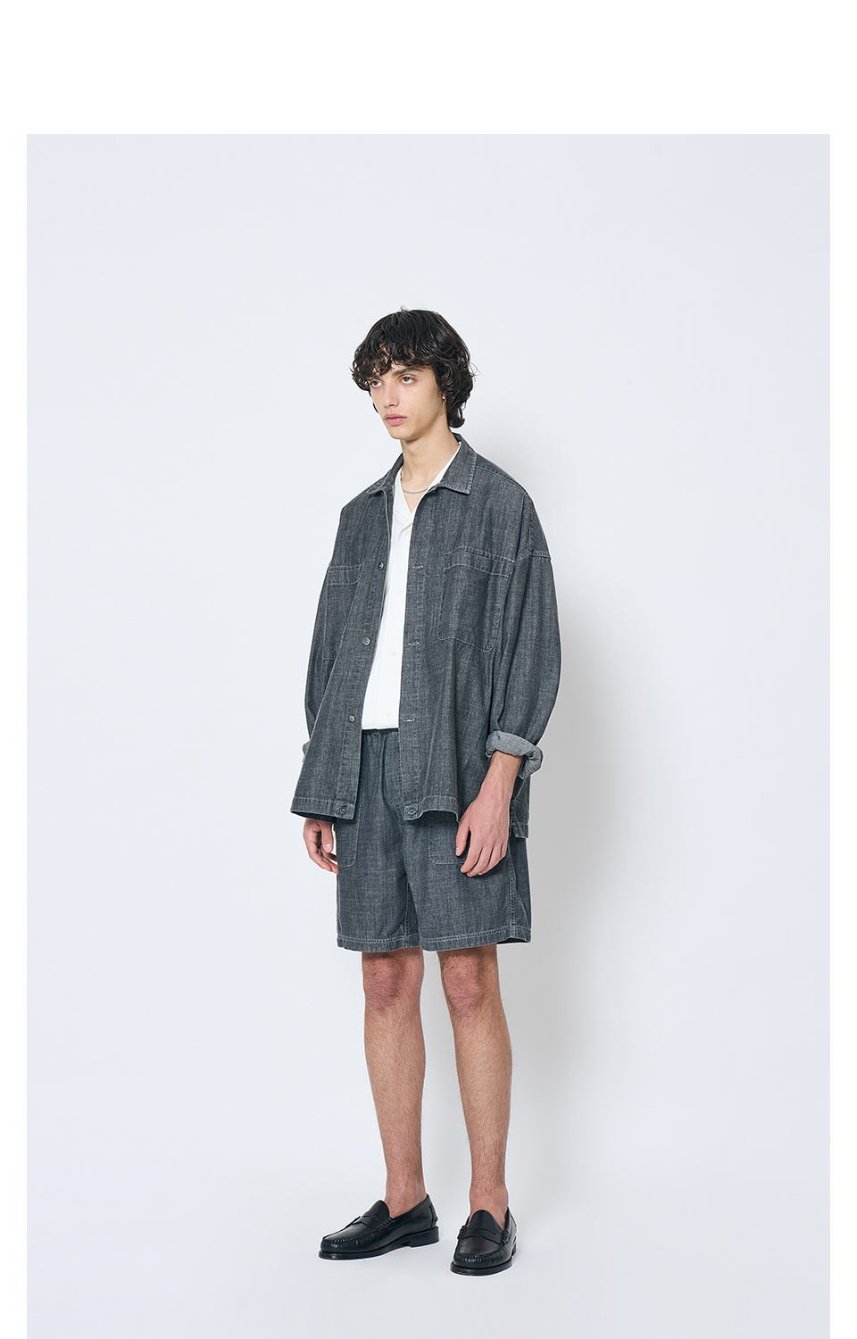 MUSINSA | PARTIMENTO [SUMMER] STONE WASHED DENIM SHIRT