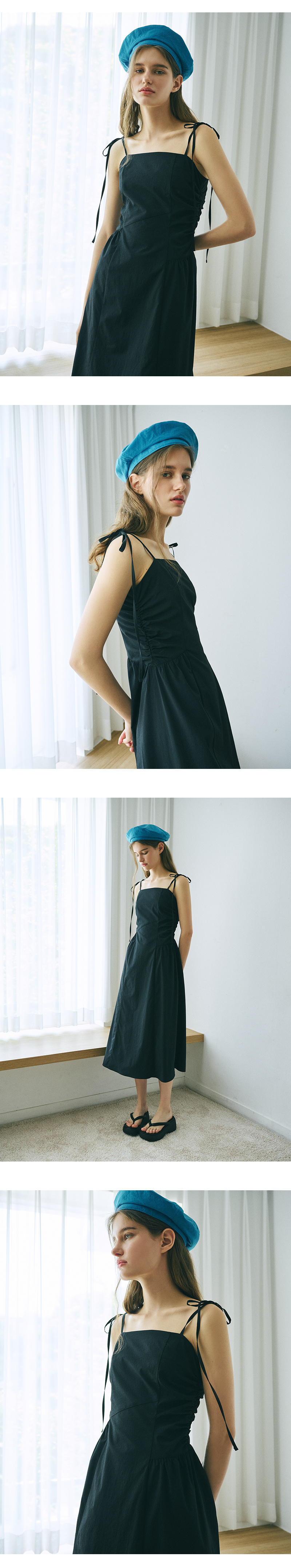 MUSINSA | ETMON Slip Side Shirring Dress Black