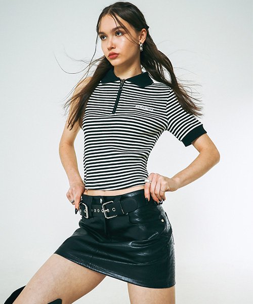 Cut-out Sleeveless Collar Zip-up (BLACK)