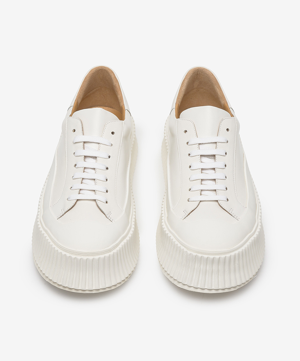 MUSINSA | JIL SANDER Leather Platform Sneakers - White
