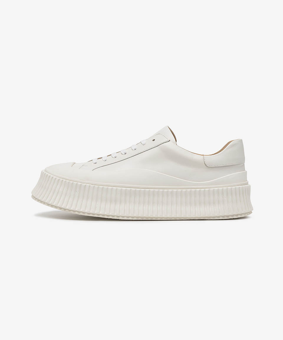 MUSINSA | JIL SANDER Leather Platform Sneakers - White