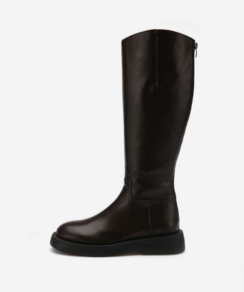 Round Toe Basic Flat Long Boots 412148001 (3.5cm/3color)