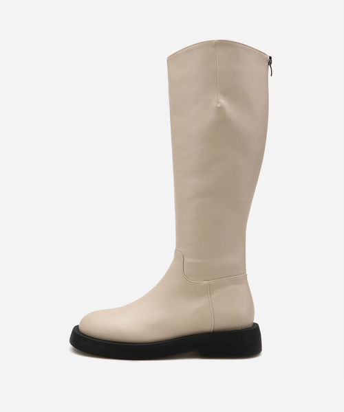 Round Toe Basic Flat Long Boots 412148001 (3.5cm/3color)