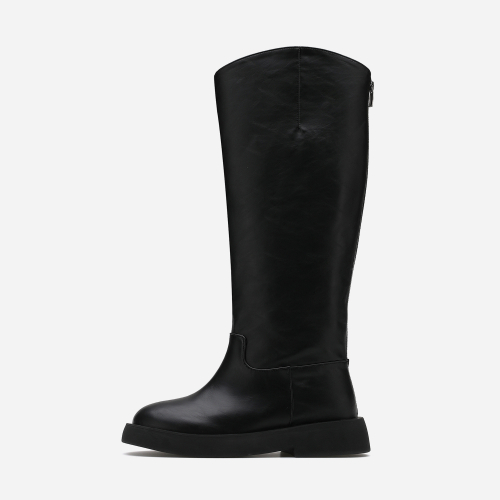 Round Toe Basic Flat Long Boots 412148001 (3.5cm/3color)