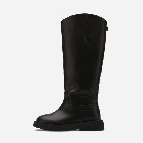 Round Toe Basic Flat Long Boots 412148001 (3.5cm/3color)