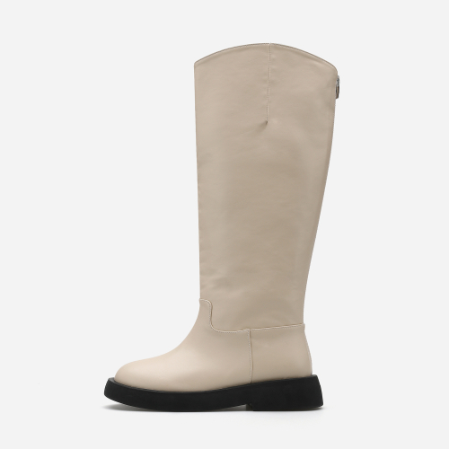 Round Toe Basic Flat Long Boots 412148001 (3.5cm/3color)