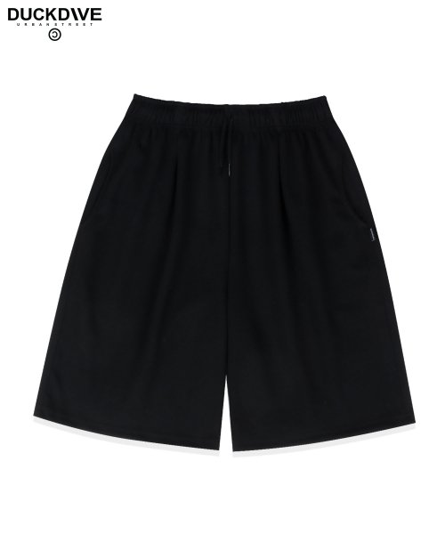 TUCK WIDE HLAF PANTS BLACK