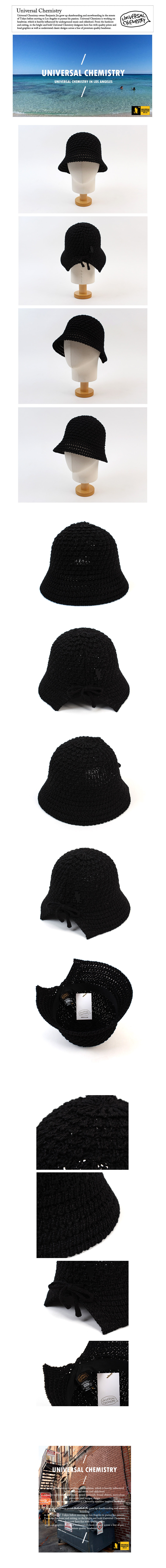 MUSINSA公式 | UNIVERSAL CHEMISTRY Knit Backopen Black Bucket Hat