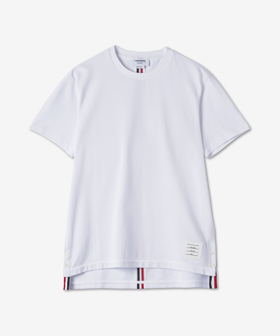Thom Browne｜SHORT-SLEEVED ROUND NECK T-SHIRTS (MJS067A Jersey Relaxed Side Slit Tee | Thom Browne