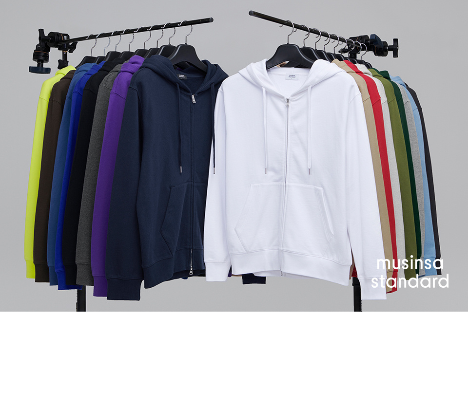 MUSINSA公式 | MUSINSA STANDARD ZIP-UP HOODIE [MELANGE GRAY]