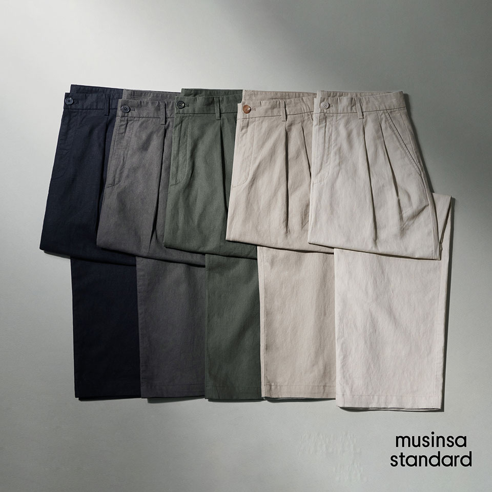 MUSINSA | MUSINSA STANDARD Cotton Linen Two-Tuck Wide Pants