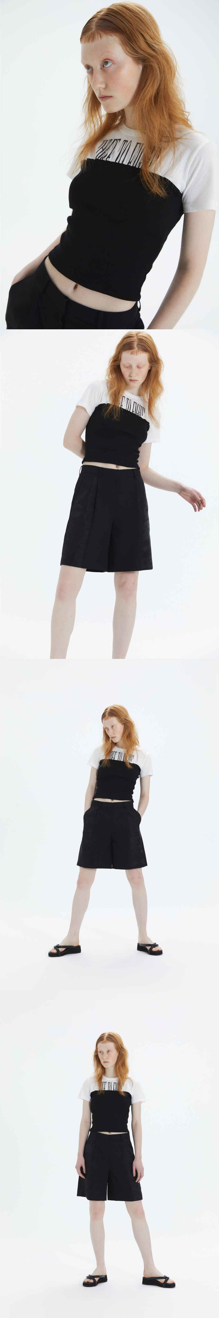 【Three to Eighty】Layered Tube Top T-shirt ★Yuju 着用品★ Three to Eighty】Layered Tube Top T-shirt ☆Yuju 着用品