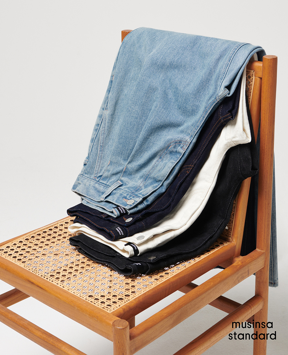 MUSINSA | MUSINSA STANDARD two-tuck wide denim pants [cream]