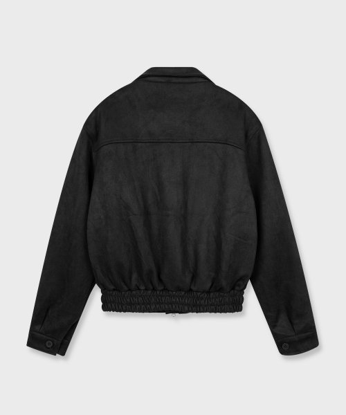 Vegan Two-way Blouson Suede Banding Jumper Jacket [BLACK]