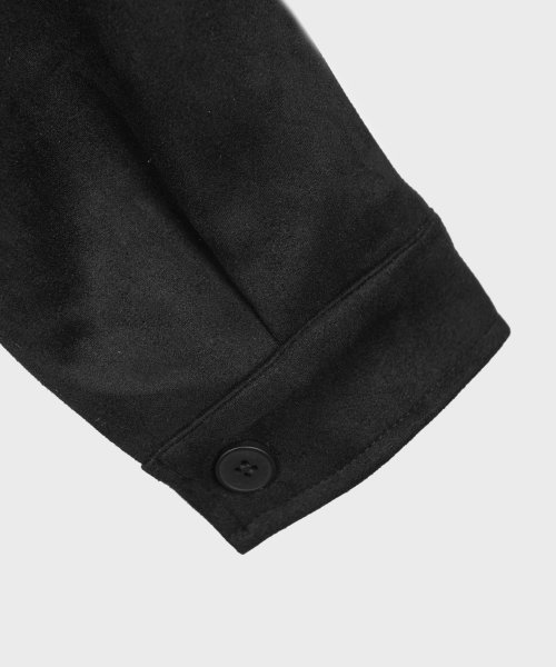 Vegan Two-way Blouson Suede Banding Jumper Jacket [BLACK]