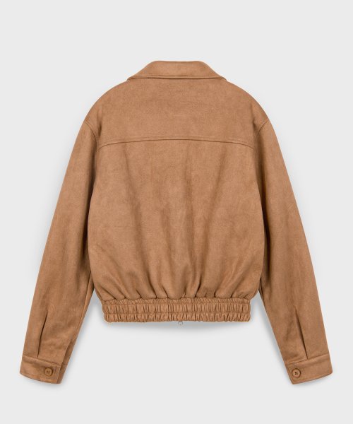Vegan Two-way Blouson Suede Banding Jumper Jacket [BROWN]