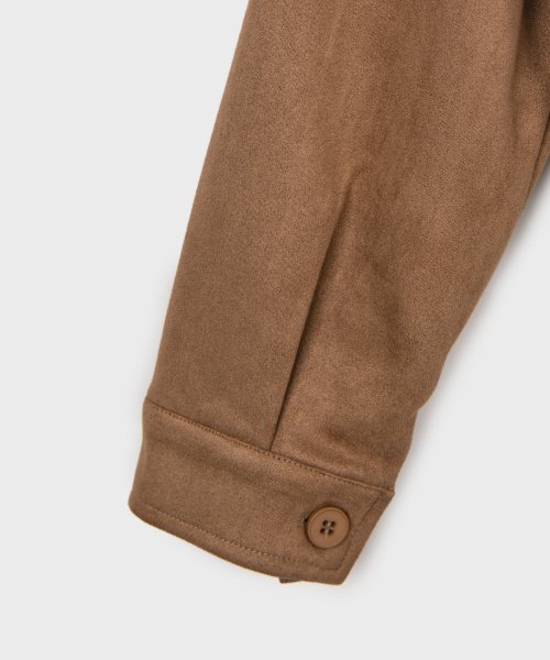 Vegan Two-way Blouson Suede Banding Jumper Jacket [BROWN]
