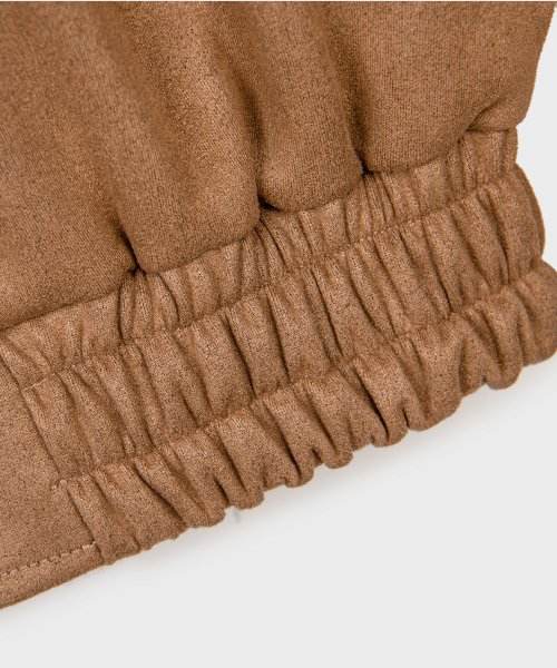Vegan Two-way Blouson Suede Banding Jumper Jacket [BROWN]