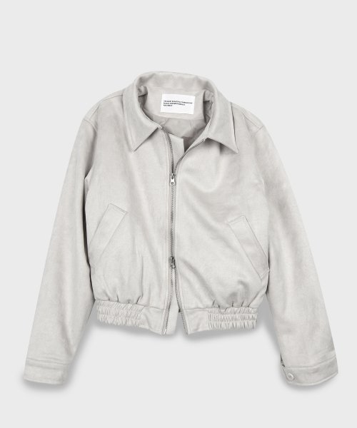 Vegan Two-way Blouson Suede Banding Jumper Jacket [BROWN]