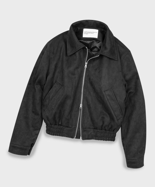Vegan Two-way Blouson Suede Banding Jumper Jacket [IVORY]