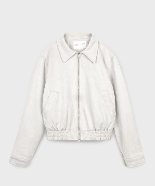 Vegan Two-way Blouson Suede Banding Jumper Jacket [IVORY]