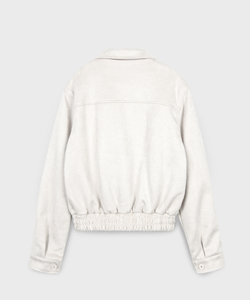 Vegan Two-way Blouson Suede Banding Jumper Jacket [IVORY]