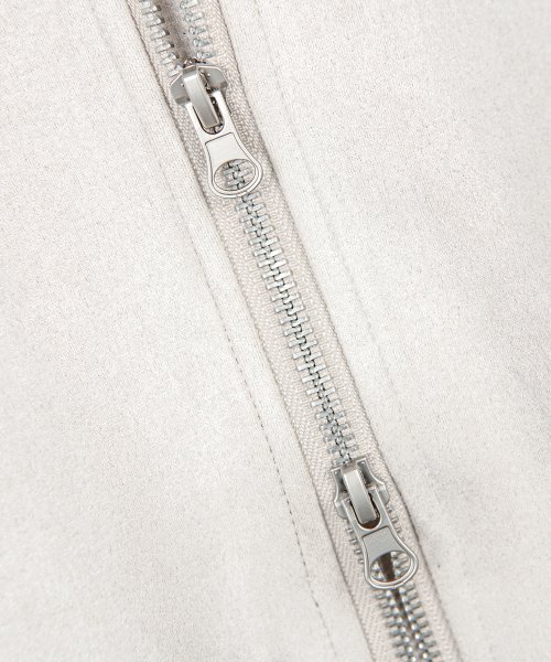 Vegan Two-way Blouson Suede Banding Jumper Jacket [IVORY]