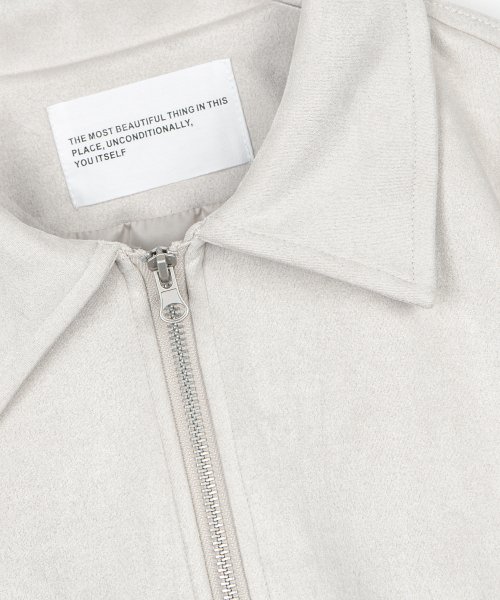 Vegan Two-way Blouson Suede Banding Jumper Jacket [IVORY]
