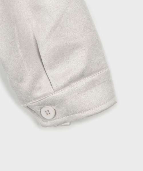 Vegan Two-way Blouson Suede Banding Jumper Jacket [IVORY]