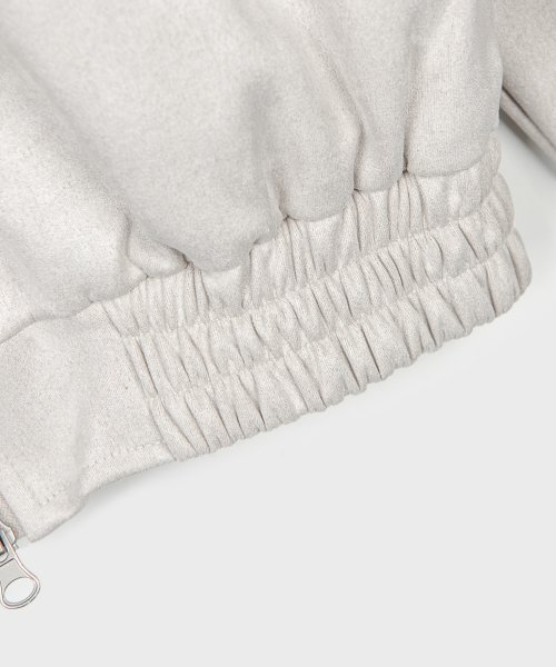 Vegan Two-way Blouson Suede Banding Jumper Jacket [IVORY]
