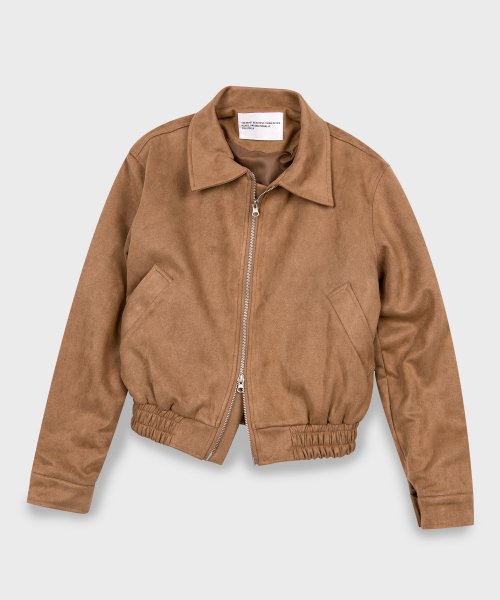 Vegan Two-way Blouson Suede Banding Jumper Jacket [IVORY]