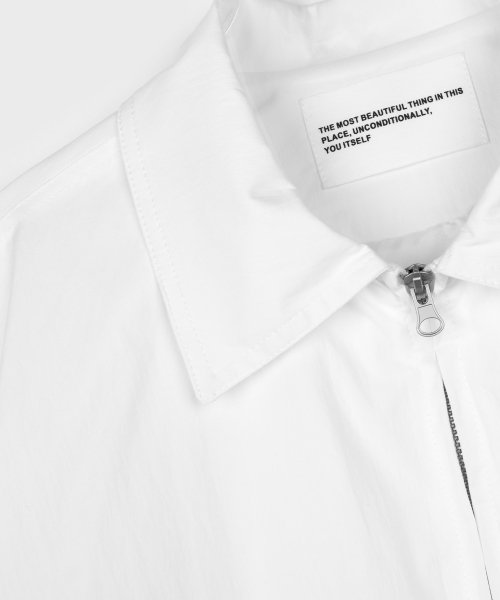 Oversized Utility Cotton Blouson Zip-up Jacket [WHITE]