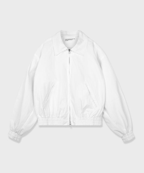 Oversized Utility Cotton Blouson Zip-up Jacket [WHITE]