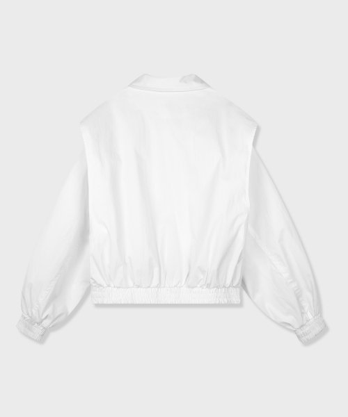 Oversized Utility Cotton Blouson Zip-up Jacket [WHITE]