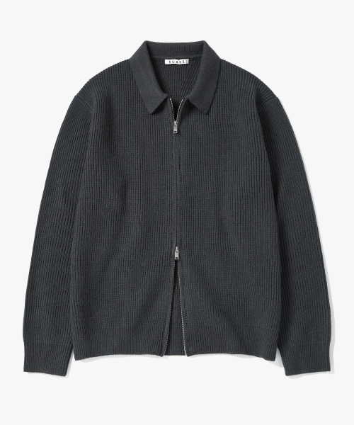 COLLAR 2-WAY ZIP UP KNIT