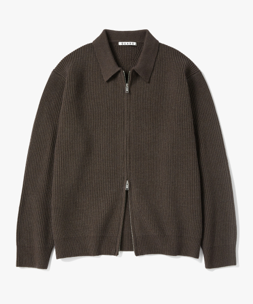 COLLAR 2-WAY ZIP UP KNIT