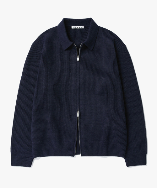 COLLAR 2-WAY ZIP UP KNIT