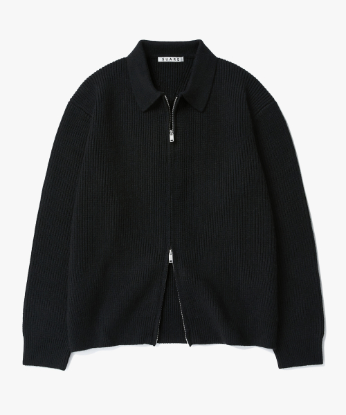 COLLAR 2-WAY ZIP UP KNIT