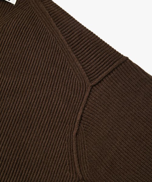 V-NECK 2-WAY ZIP UP KNIT